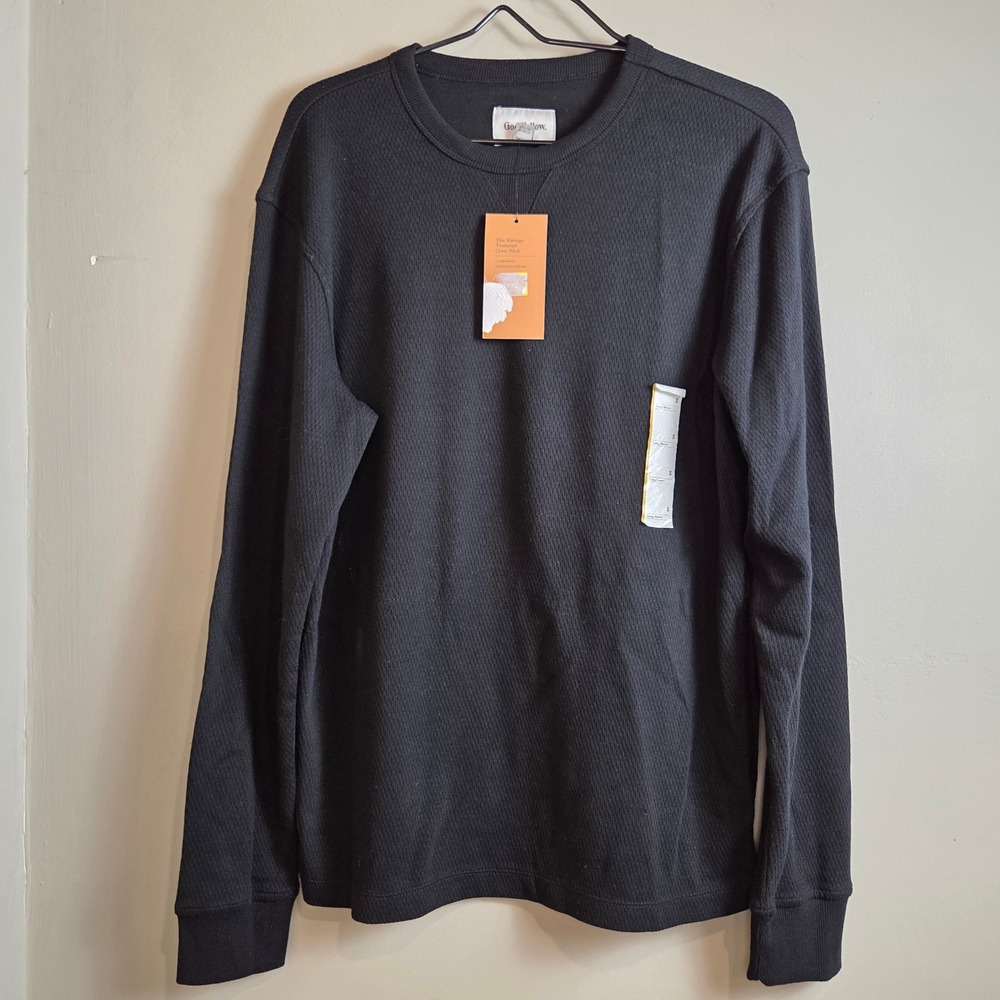 Goodfellow & Co Black Waffle Knit Thermal Long Sleeve Crew Neck Shirt S NWT - Picture 2 of 6